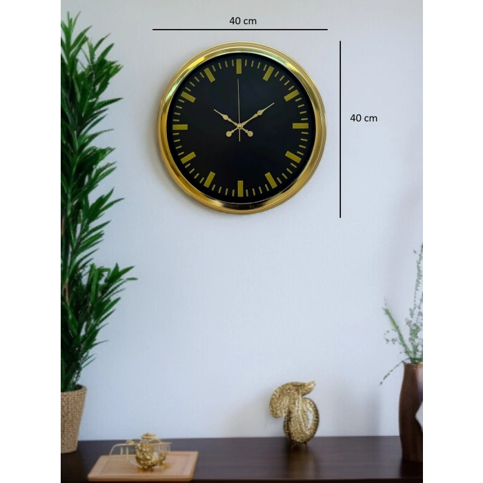 Mey İthalat® Zarif Klasik Stil 40 Cm Metal Gold Duvar Saati