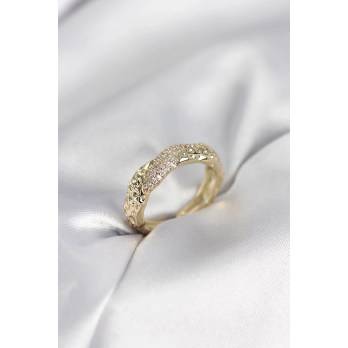 Mey İthalat® Zirkon Taşlı Puntalı Gold Renk Kadın Yüzük