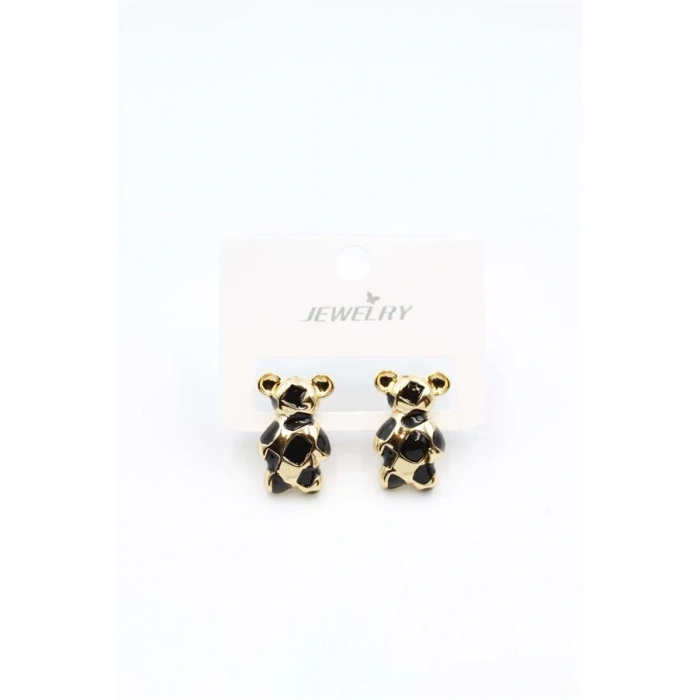 Mineli Ayıcık Küpe - Siyah