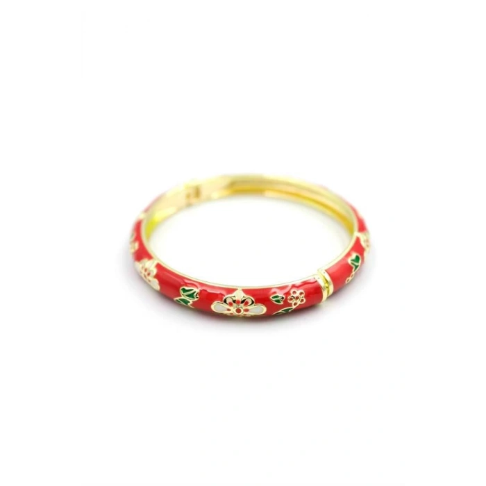 Mineli Çiçekli Bilezik - Kırmızı