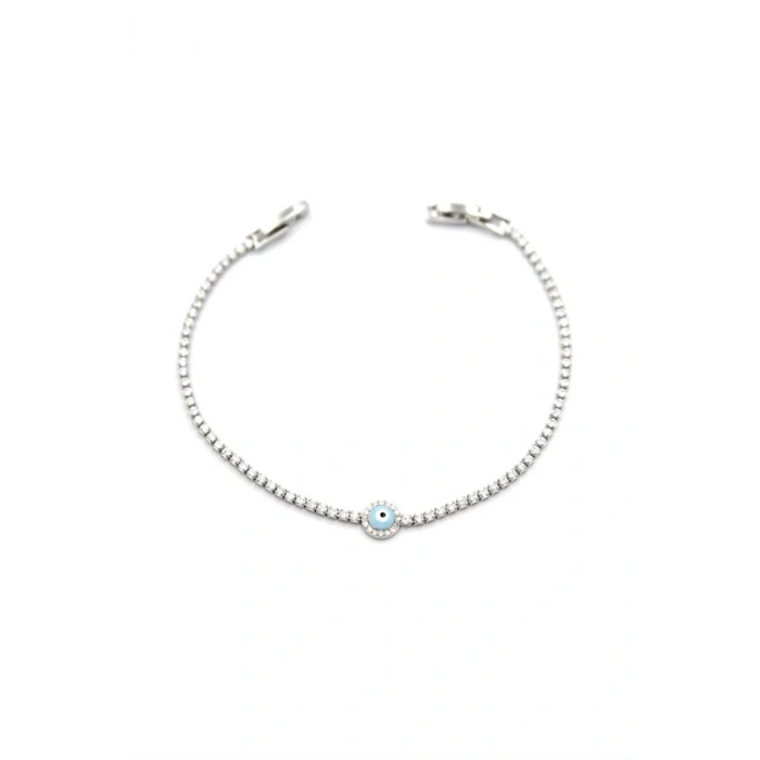 Mineli Göz Taşlı Bileklik - Gümüş