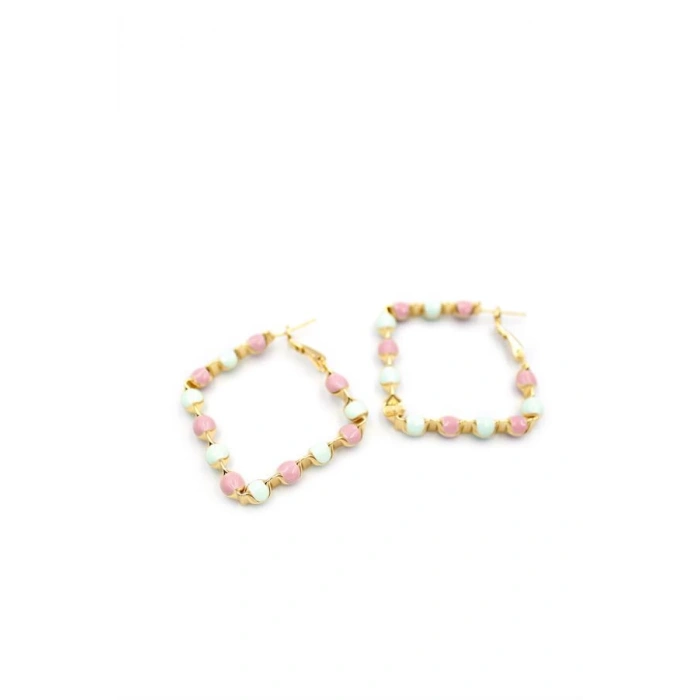 Mineli Halka Küpe - Pembe