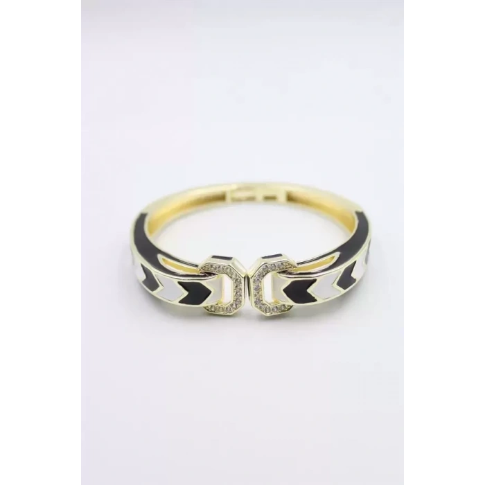 Mineli Kelepçe Bilezik - Altın