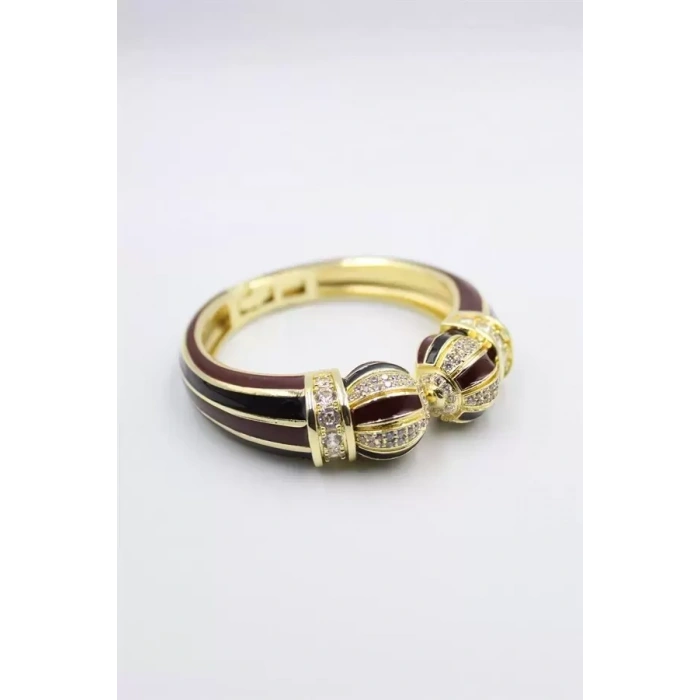 Mineli Kelepçe Bilezik - Kahverengi