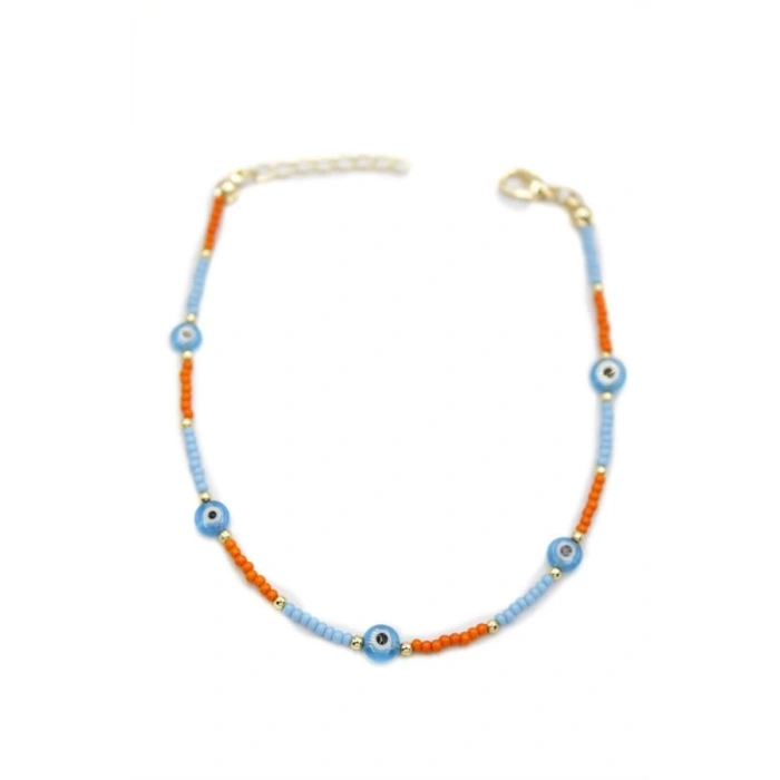 Nazar Boncuklu  Halhal - Mavi