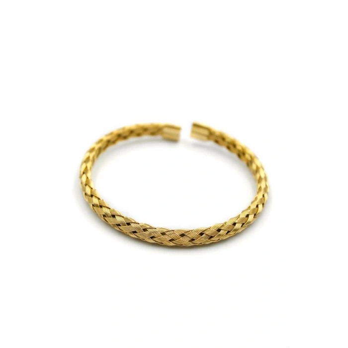 Örgü Çelik Bilezik - Altın