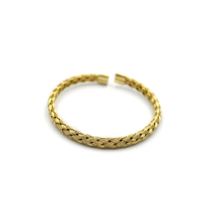 Örgü Çelik Bilezik - Altın