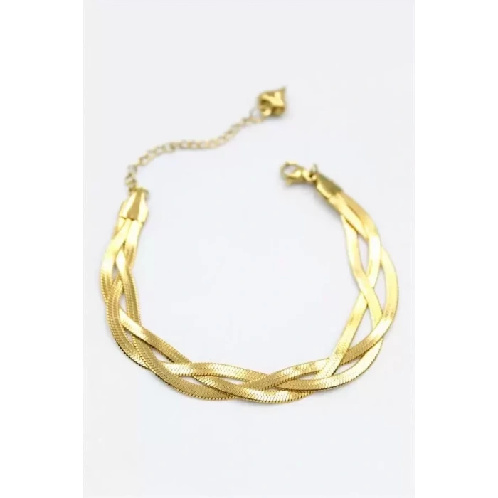 Örgü İtalyan Zincir Bileklik - Altın