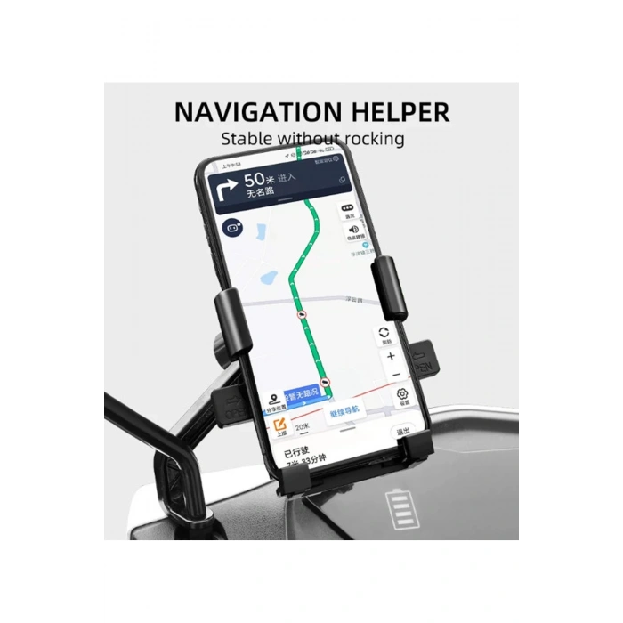 Otommatik Model Motosiklet Telefon Tutucu Ayna Bağlantılı