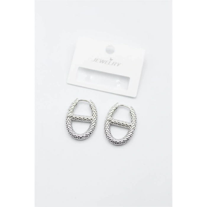 Oval Halka Küpe - Gümüş