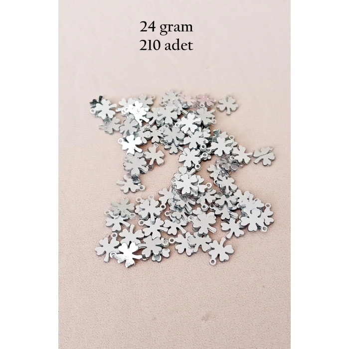 Oya Abiye Bileklik Kolye Pleksi Metalik Plastik Pul Gümüş Renk 24 gram 210 adet - BNC562