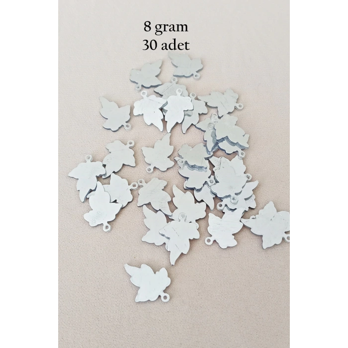 Oya Abiye Bileklik Kolye Pleksi Metalik Plastik Pul Gümüş Renk 8 gram 30 adet - BNC532