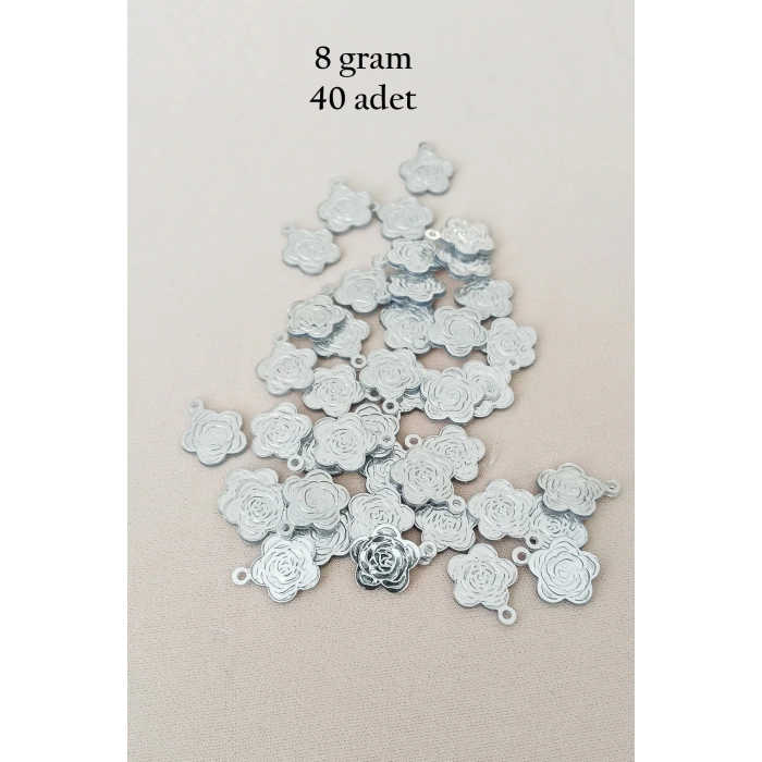 Oya Abiye Bileklik Kolye Pleksi Metalik Plastik Pul Gümüş Renk 8 gram 40 adet - BNC524