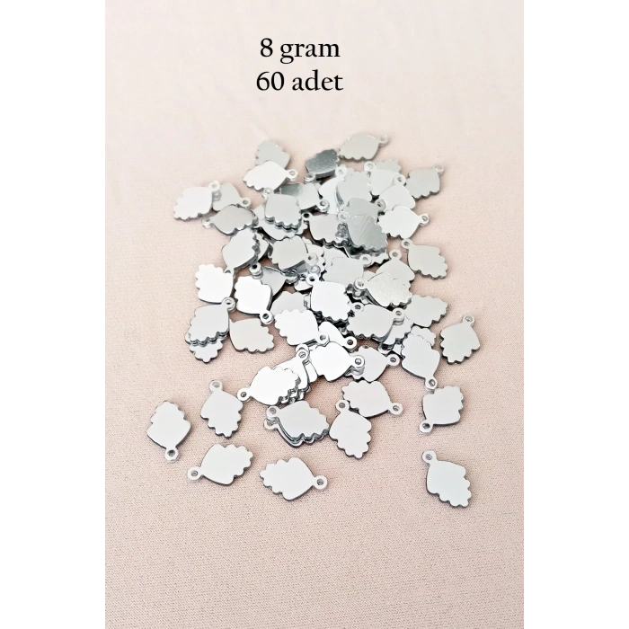 Oya Abiye Bileklik Kolye Pleksi Metalik Plastik Pul Gümüş Renk 8 gram 60 adet - BNC504