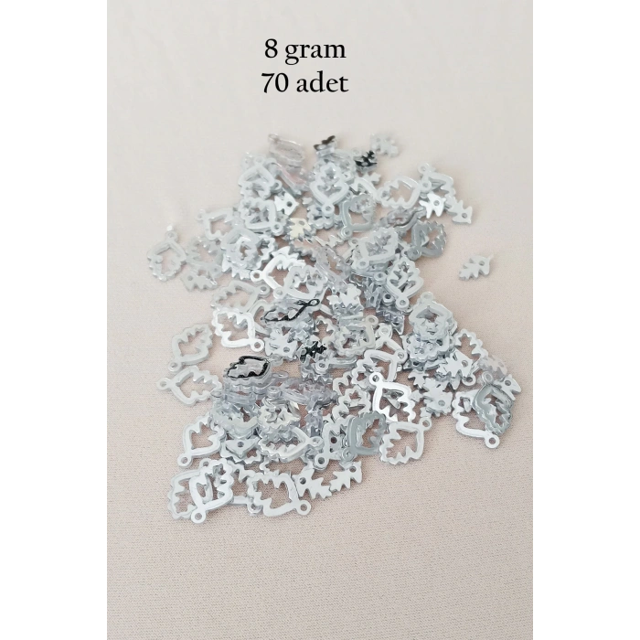 Oya Abiye Bileklik Kolye Pleksi Metalik Plastik Pul Gümüş Renk 8 gram 70 adet - BNC513