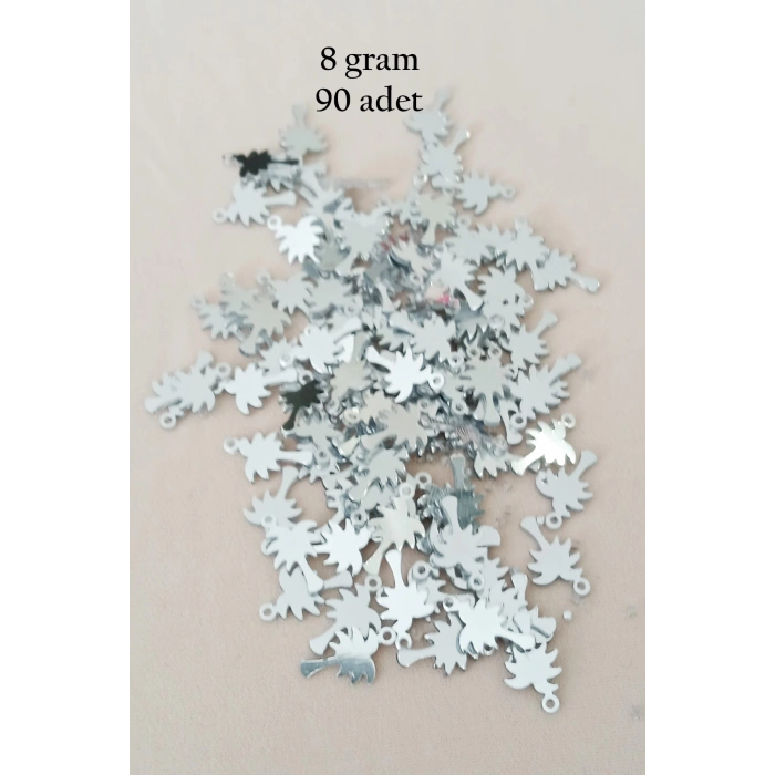 Oya Abiye Bileklik Kolye Pleksi Metalik Plastik Pul Gümüş Renk 8 gram 90 adet - BNC506