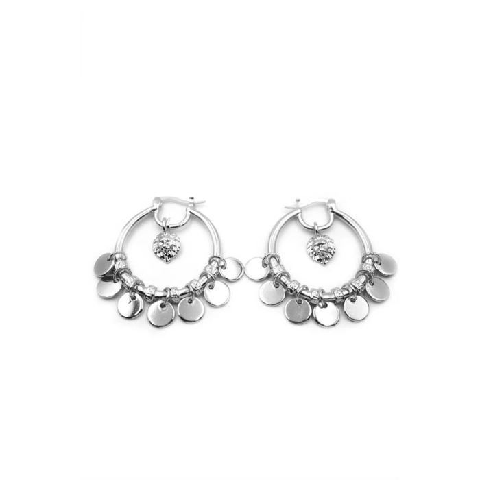 Pullu Halka Küpe - Gümüş