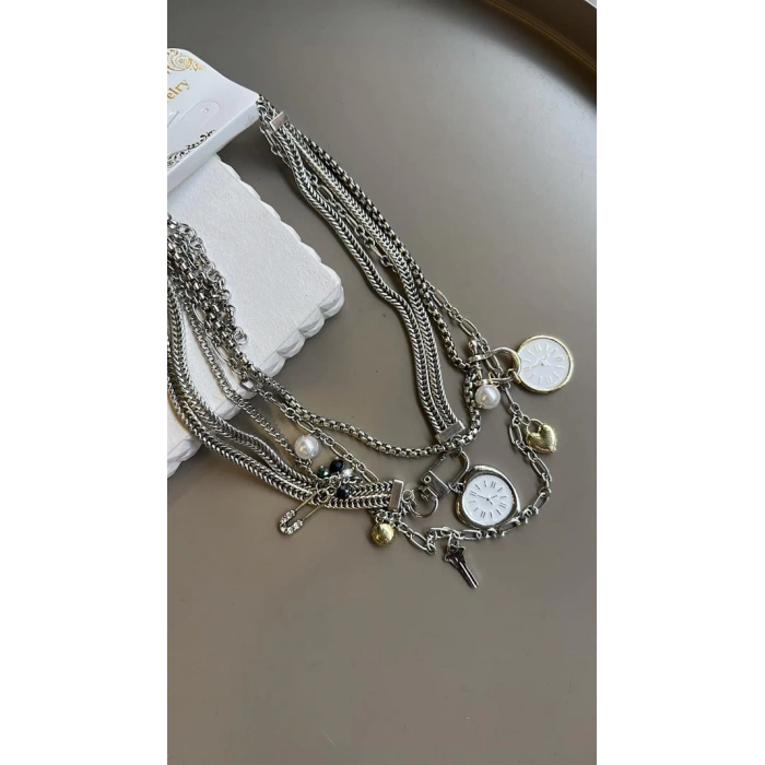 Saat Kolye - Gümüş