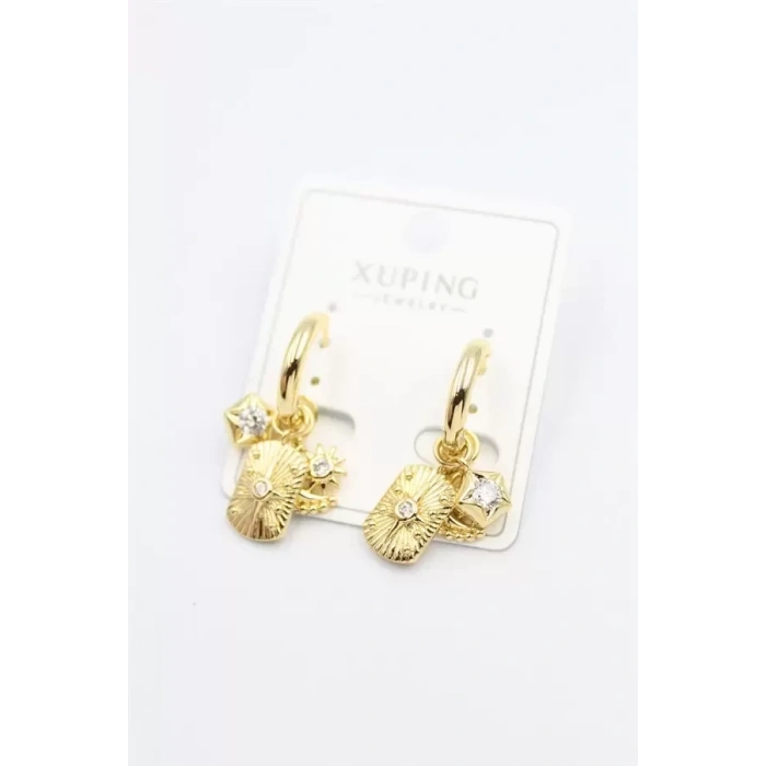 Taşlı Charm Küpe - Altın