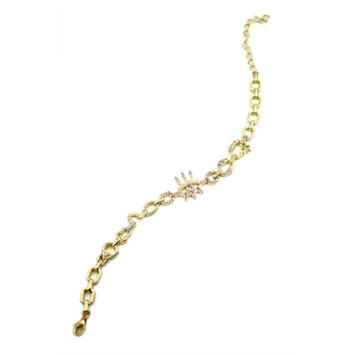 Taşlı Göz Bileklik - Altın