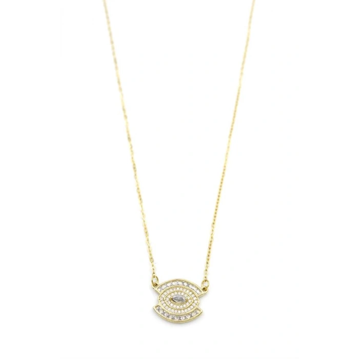 Taşlı Göz Kolye - Altın