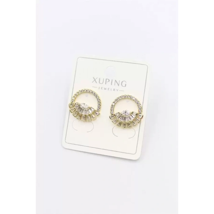 Taşlı Göz Küpe - Altın