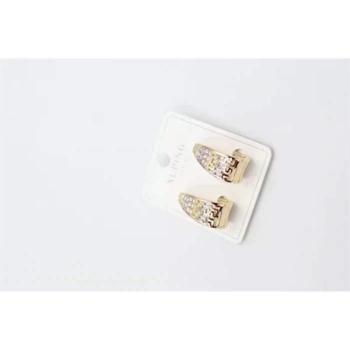 Taşlı Halka Küpe - Altın