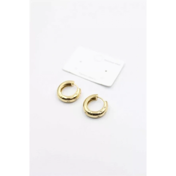 Taşlı Halka Küpe - Altın