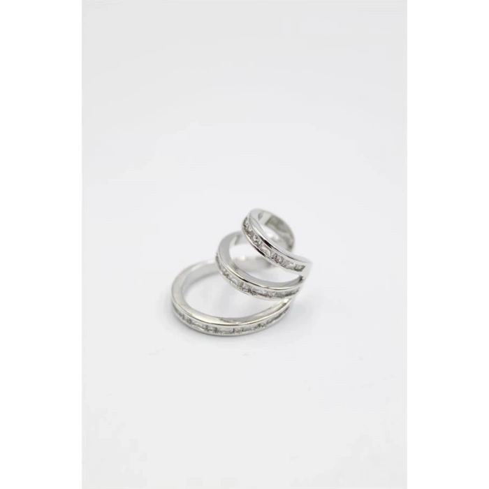 Taşlı Kıkırdak Küpe - Gümüş