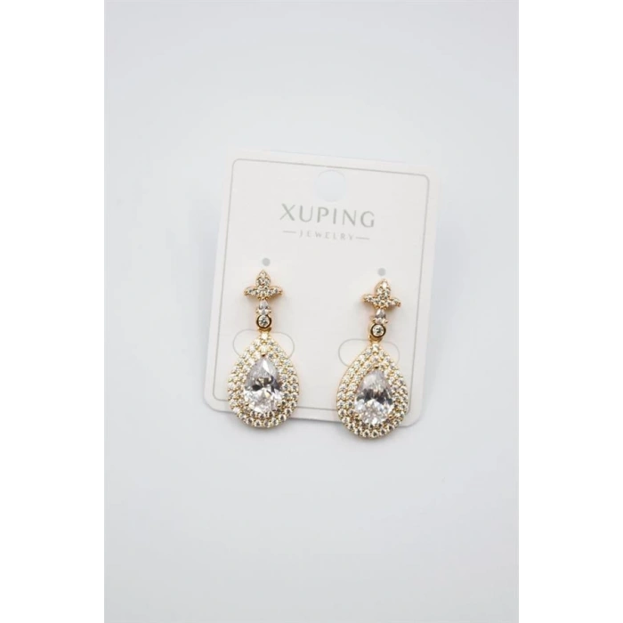 Taşlı Küpe - Beyaz