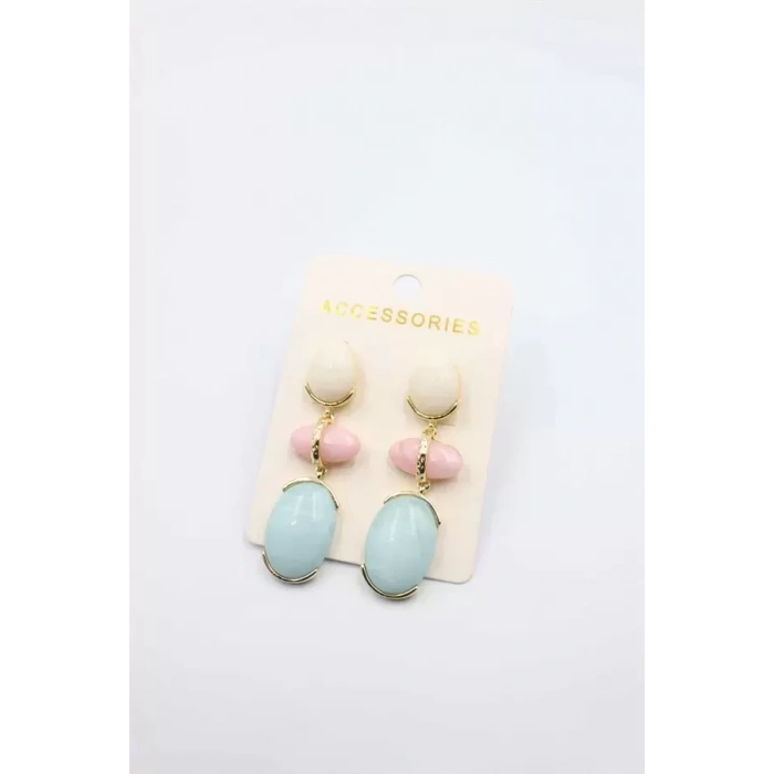 Taşlı Küpe - Pembe