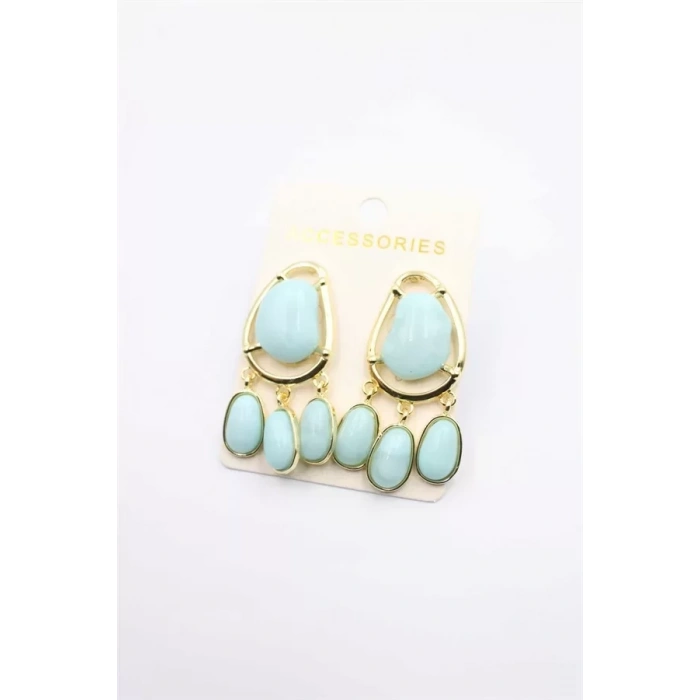 Taşlı Küpe - Turkuaz