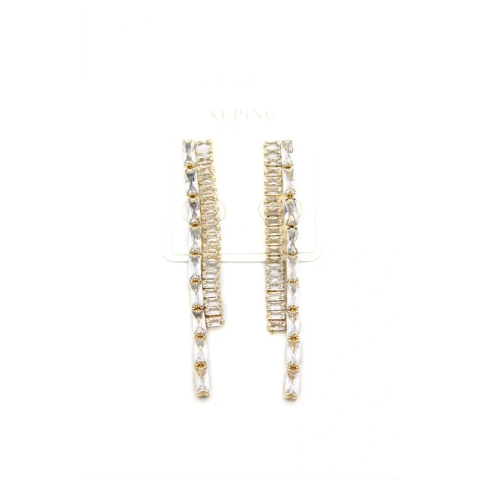 Taşlı Sallantılı Küpe - Altın