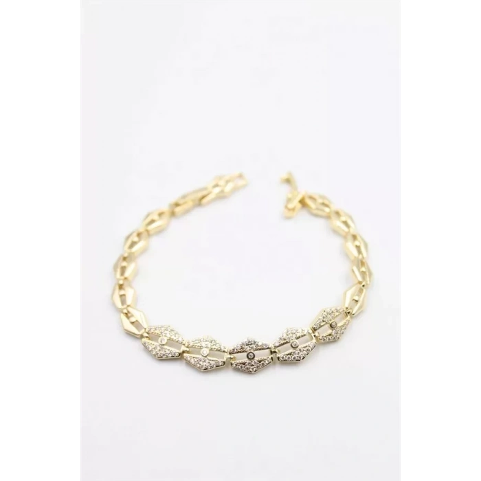 Taşlı Vip Bileklik - Altın