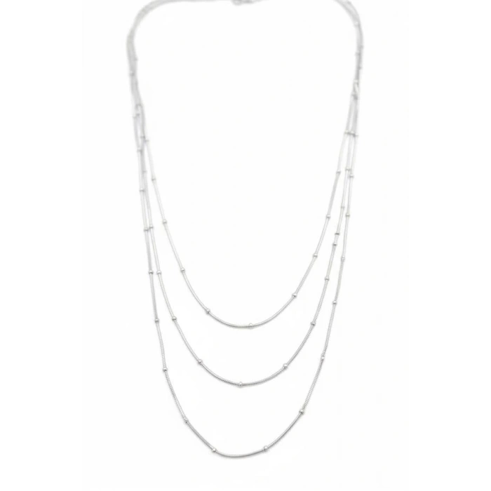 Top Boncuk Zincir Kolye - Gümüş