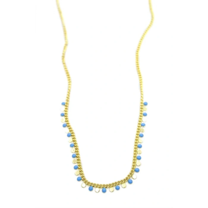 Turkuaz Pullu Kolye - Altın