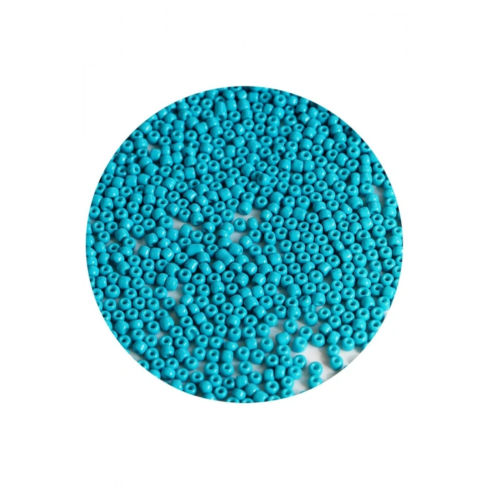 Turquaz Mavi Renk 4 mm Yaklaşık 660 adet / 60 gram Cam Boncuk Oya Yazma Bileklik ve Kolye
