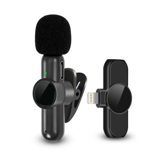 Type C Uyumlu İphone Dönüştürücülü Kablosuz Yaka Mikrofonu Android ve İphone Uyumlu Mini Mikrofon