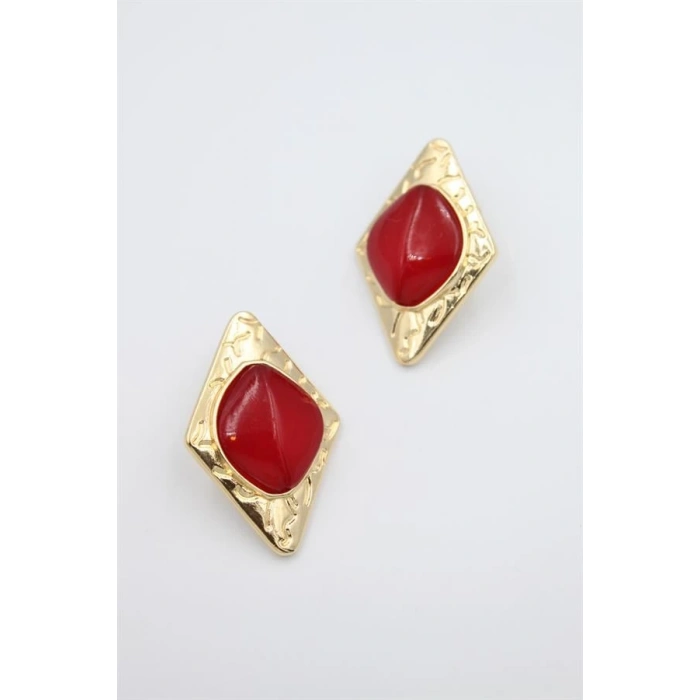 Üçgen Küpe - Kırmızı