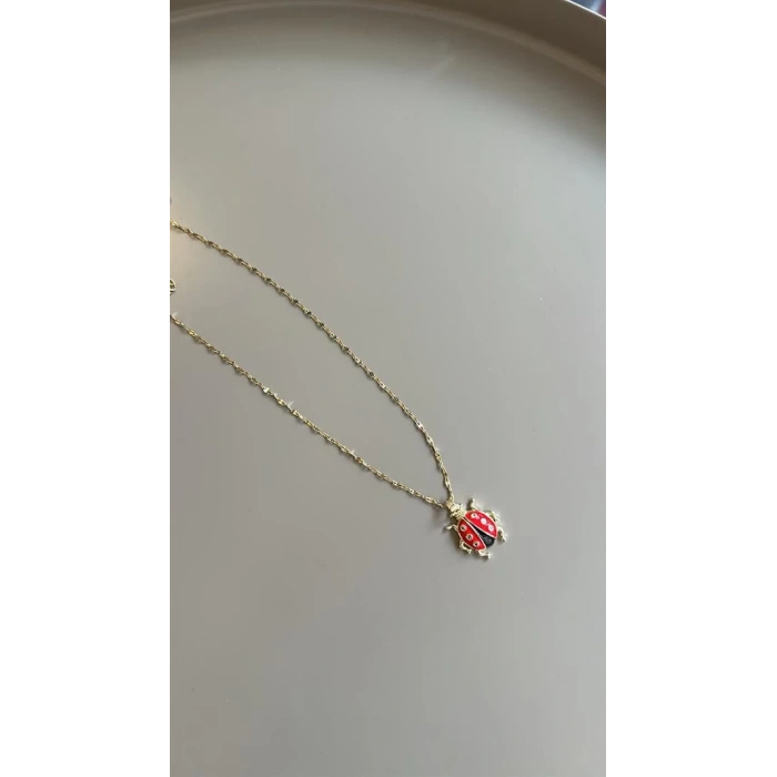 Uğur Böceği Kolye - Kırmızı