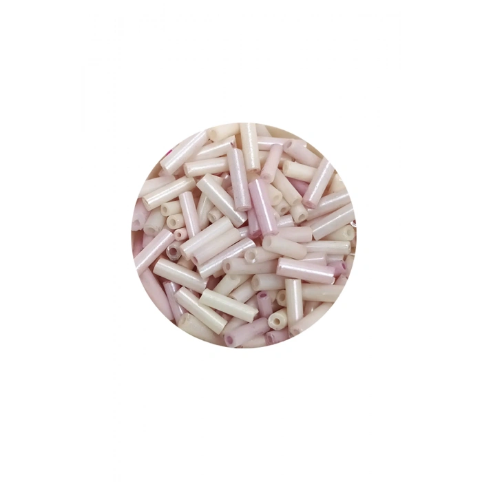 Uzun Boru Kesme Boncuk Çap 2mm Uzunluk 10 mm - 60 Gram - Mat Beyaz - BNC302