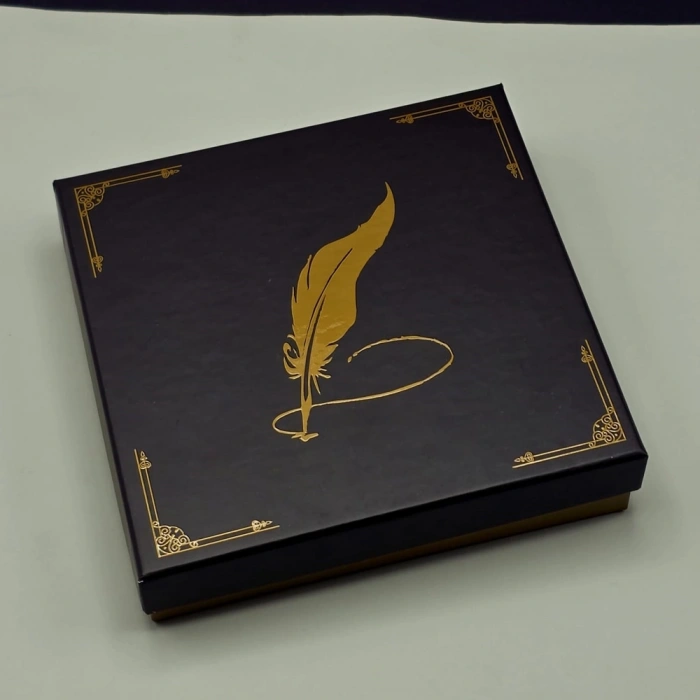 Yaprak Desenli Mor Deri Defter Ve Metal Roller Kalem Seti