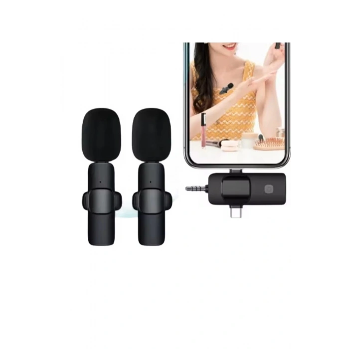 Yüksek Kalite Profesyonel 3 In 1 Kablosuz Taşınabilir Yaka Mikrofonu Youtube Facebook Tiktok