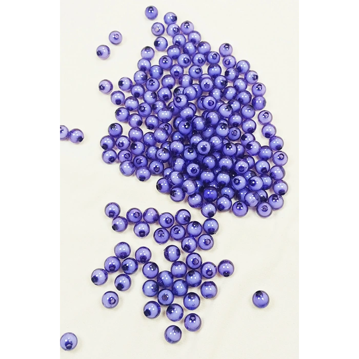 Yuvarlak Boncuk İçten Boncuklu Bileklik Çanta Boncuğu 8 mm 50 gr Eflatun - BNC472