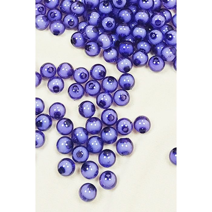 Yuvarlak Boncuk İçten Boncuklu Bileklik Çanta Boncuğu 8 mm 50 gr Eflatun - BNC472