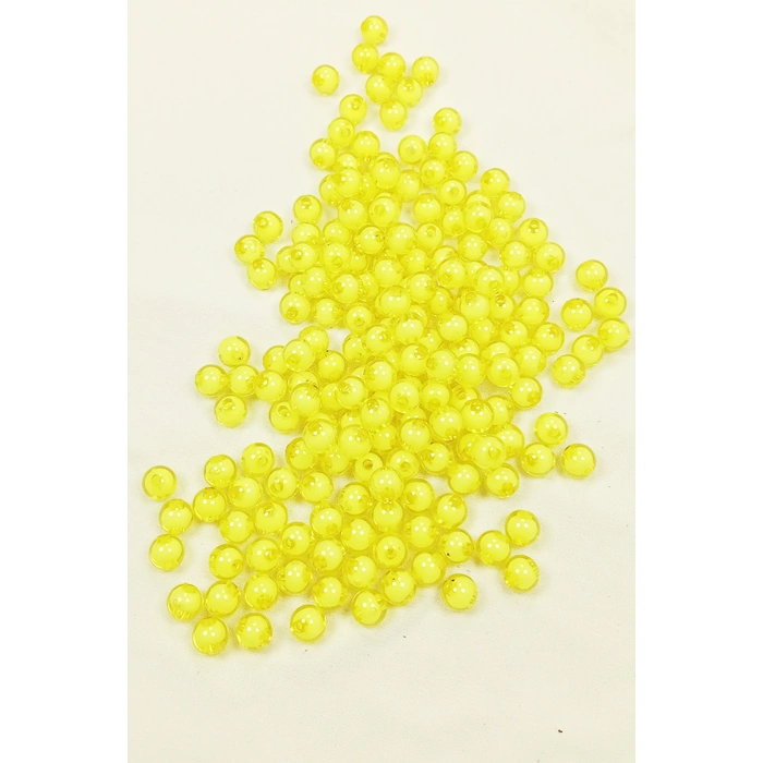 Yuvarlak Boncuk İçten Boncuklu Bileklik Çanta Boncuğu 8 mm 50 gr Sarı - BNC467