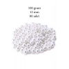 100 gram 12mm Beyaz Renk Plastik İnci Boncuk Çanta ve Takı Yapım Boncuğu (~80 adet)