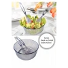 Akrilik, Yuvarlak, Servis Kaşığı ve Çatallı Salata Kasesi Servis Sunum Tabağı 23 cm