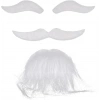 Beyaz Renk Kendinden Yapışkanlı Takma Sakal Bıyık ve Kaş Seti