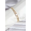 Mey İthalat® 14K Gold Renk Kaplama Zirkon Kare Taşlı CM Kadın Bileklik